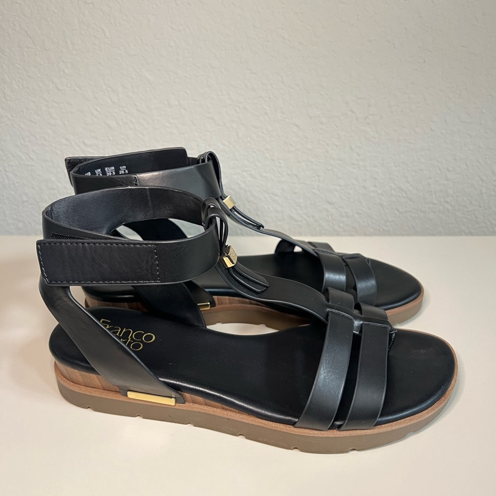 Franco Sarto Black Ankle Strap Sandals - Picture 2 of 4